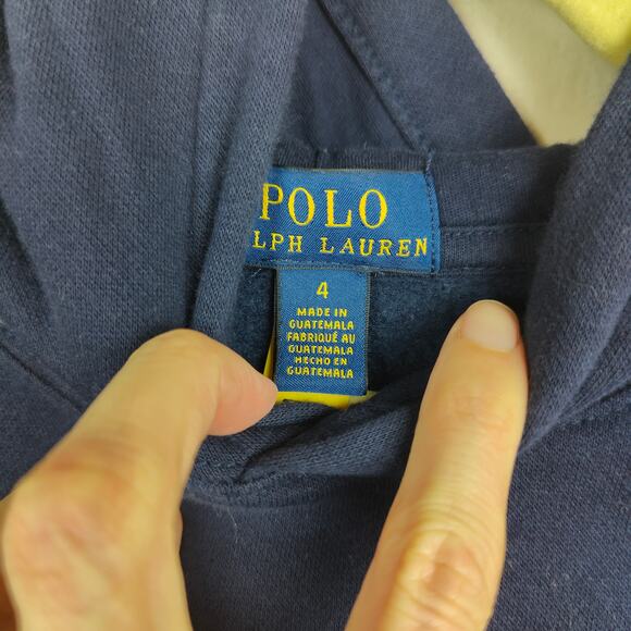 Polo Ralph Lauren Hoodie‎ Boys 4 Blue Big Pony Logo Pullover Fleece Preppy - Picture 3 of 7